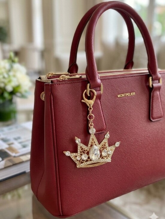 Accessories - Gold Large 3D Crown Bag Charm